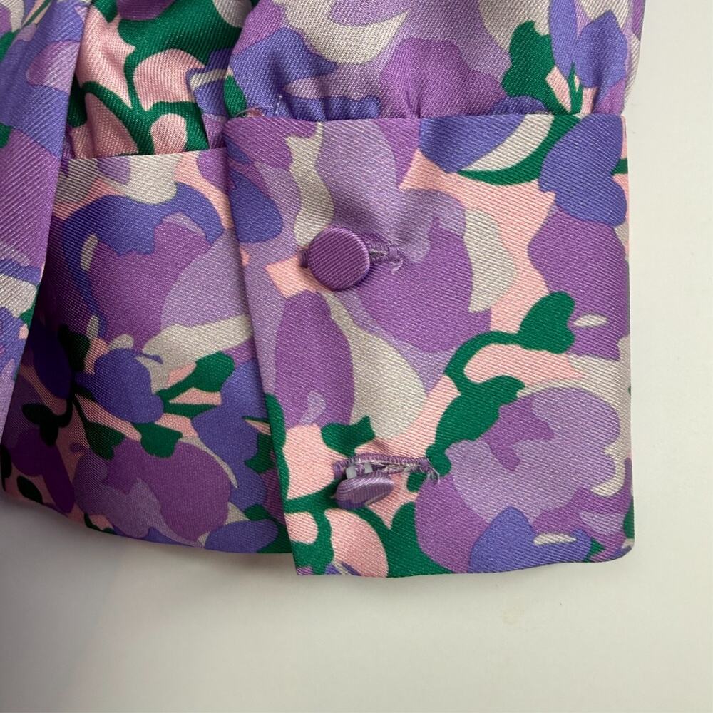 J. Crew Collection Blouse Womens XS Ratti Lilac Floral Collage Tie-Neck Cottage - Picture 6 of 6